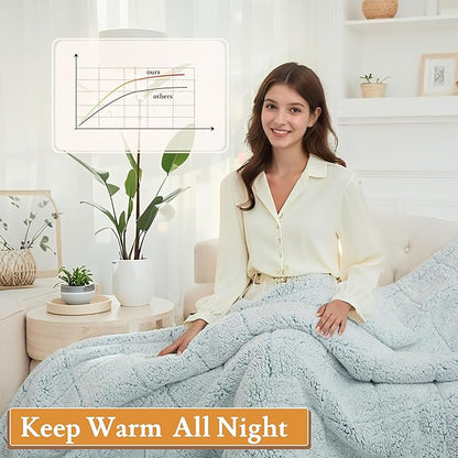 Electric Heated Blanket Sherpa 72"x84" Full Size - 4 Heat Levels, 10H Auto Shut Off, Fast Heating, Cozy and Comfortable, Warm Gifts, Machine Washable - Light Blue