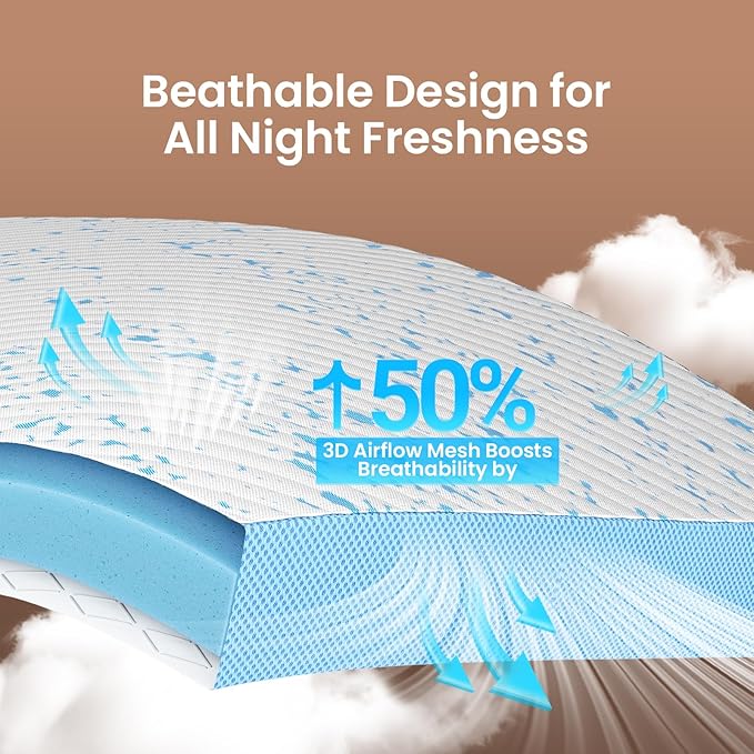 OhGeni Medium Feel Queen Size Cooling Gel Memory Foam Mattress Topper Pad, Washable Bed Cover with Anti-Slip Base &Zipper,Fits 6"-19" Mattresses with Straps,Extra Comfort for Sleep & Back Pain Relief