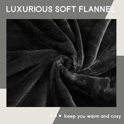 Heated Blanket Electric Throw 50''x60'', 3 Hour Auto Shut-Off 5 Heating Levels Small Warm Soft Flannel Electric Blanket Machine Washable - Black