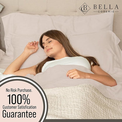 Bella Coterie Luxury Bamboo Viscose Split King Size Sheet Set | 2 Fitted Sheets for Sleep Number & Adjustable Beds | 100% Organically Grown | Cooling & Ultra Soft | 18” Deep Pocket [Dune]