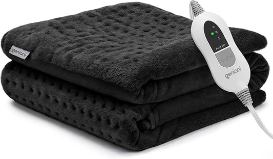 GENIANI XL Electric Heating Pad for Back Pain & Cramps Relief, Electric Throw, Birthday Christmas Gifts for Women, Men Auto Shut Off, Machine Washable, Heat Pad for Neck & Shoulder (12'‘×24" Black)