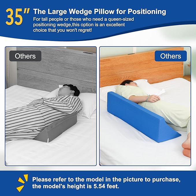 TYYIHUA 35" Wedge Pillow for Side Sleeping,Training for Side Sleeping with Detachable Small Wedge Pillow,Positioning Wedge for Side Sleeper,Back Support,Reducing Snoring,Preventing Bedsores (R-shaped)