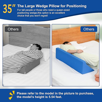 TYYIHUA 35" Wedge Pillow for Side Sleeping,Training for Side Sleeping with Detachable Small Wedge Pillow,Positioning Wedge for Side Sleeper,Back Support,Reducing Snoring,Preventing Bedsores (R-shaped)