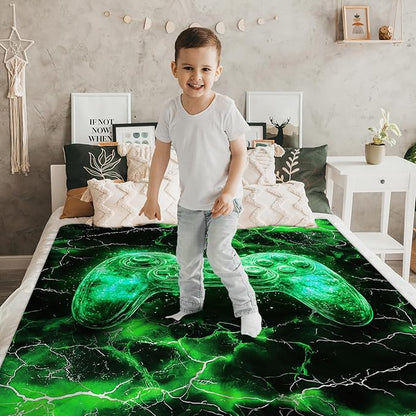 Kids Blanket Gamer Blankets for Boys Teens Gift for Son Grandson, Cozy 80 x 60 Inches Lightweight Flannel Throws for Travel Bed Living Room Garden Sofa