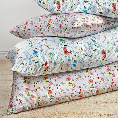 Kitsch x Elf North Pole - Satin Pillowcase with Zipper for Hair & Skin – Softer Than Silk, Cooling Pillow case, Wrinkle-Free, Machine Washable, Queen/Standard (19x26)