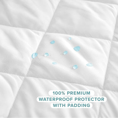 Bare Home Twin Waterproof Quilted Mattress Protector - Cooling Mattress Pad - Protect Against Spills - Easy Wash - Elastic Cover - Dorm Essentials - Stretchy - Fits up to 15 Inches Deep (Twin)