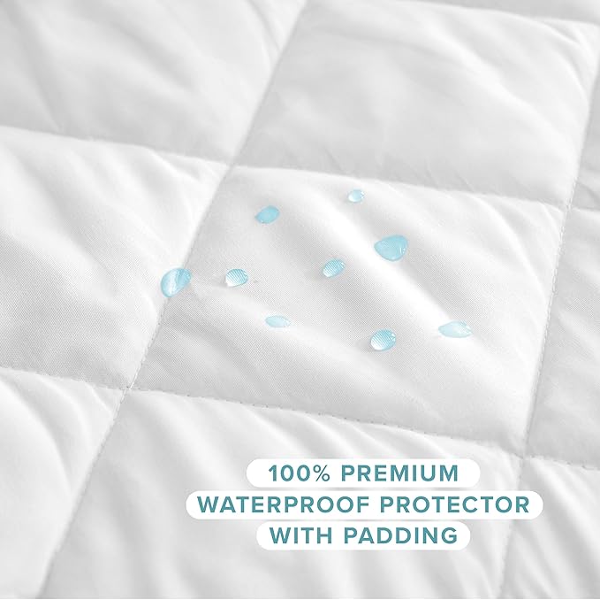 Bare Home Waterproof Quilted Mattress Protector (Full) - Cooling Mattress Pad - Protects Against Spills - Easily Washable - Elastic Fitted Mattress Cover - Stretch-to-Fit up to 15 Inches Deep (Full)