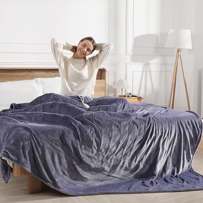 King Size Heated Blanket Electric Blanket 100''X90'' - Purple Heating Blanket Flannel Double Controllers Heated Blanket with 5 Heat Settings & 10 Hours Auto-Off for Grandma Gifts(Lavender)