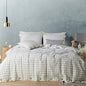 JELLYMONI Cotton Duvet Cover Full Size - White Grid Plaid Comforter Cover with Button 100% Washed Cotton 3PCS Breathable Soft Bedding Set Duvet Cover 80×90in & 2 Pillowcases (NO Comforter)