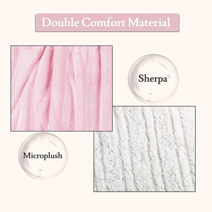 Electric Heated Blanket Flannel & Sherpa 72"x84" Full Size - 4 Heat Levels, 10H Auto Shut Off, Fast Heating, Cozy and Comfortable, Warm Gifts, Machine Washable - Pink