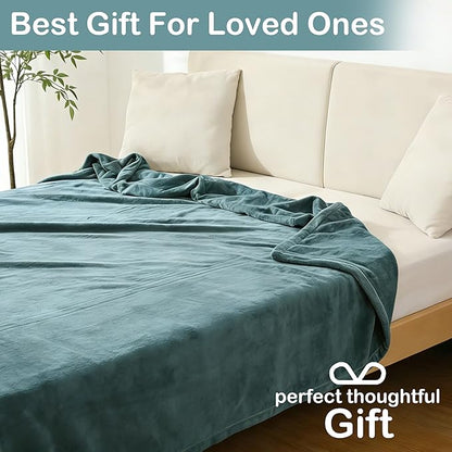 Electric Heated Blanket Twin Size 62"x84", Soft Fleece with 10 Hours Auto-Off & 4 Heating Levels, Overheating Protection, Machine Washable, Green Blue