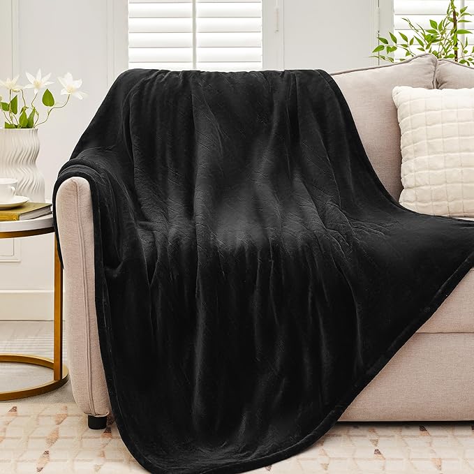 Heated Blanket Twin 62"×84" - Premium Cosy Soft Electric Blanket with 6 Heating Levels,Fast Heating Flannel Sherpa Machine Washable Blanket for Bed & Couch - Auto Shut Off (Black)