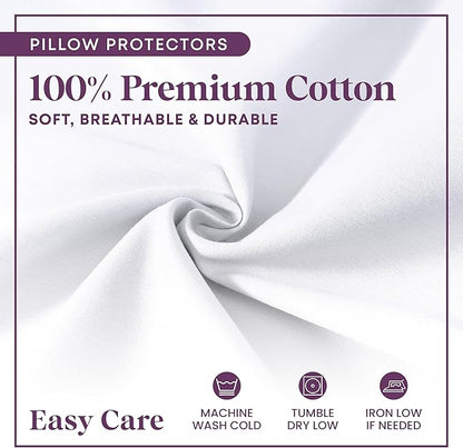 CirclesHome Pillow Protectors 8 Pack King Zippered - 100% Cotton Breathable Pillowcases - Protects Pillows from Dirt, Dust and Debris (King - Set of 8 - 20x36)