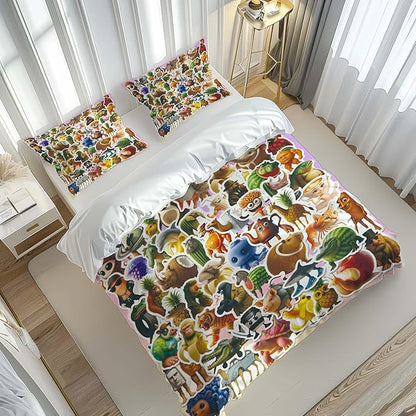 Funny Fusion Animals Bedding Set,Fusion Animals Duvet Cover Twin Full Queen King Set for Kids Boys Bed Decor Gifts (Color 19,King (104" x 90"))