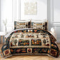 Western Wrangler Brown Horses Quilts Bedding Full 3Pcs Chic Desert Scenery Cactus Bed Set Wild Plant Flower Pattern Bedspread Coverlet with 2 Pillowcases for Kid Boy Girl Teen Adult Room Decor