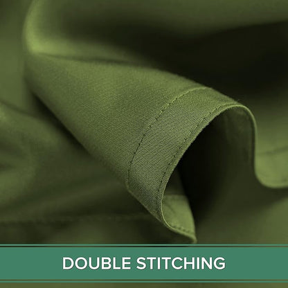 Queen Pillowcases by Pure Bamboo, Genuine 100% Organic Viscose Derived from Bamboo, Luxuriously Soft & Cooling, Double Stitching, Envelope Closure (2 Queen Pillowcases, Pesto)