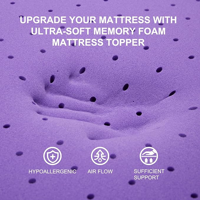 SINWEEK 3 Inch Gel Memory Foam Mattress Topper Twin XL, Twin Extra Long Mattress Pads for College Dorm Single Bed, Ventilated Soft Bed Topper, CertiPUR-US Certified, Twin XL Size