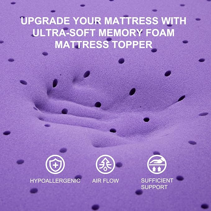 SINWEEK 4 Inch Gel Memory Foam Mattress Topper Ventilated Soft Pressure Relieve Mattress Pad, Breathable Bed Topper, CertiPUR-US Certified, King Size