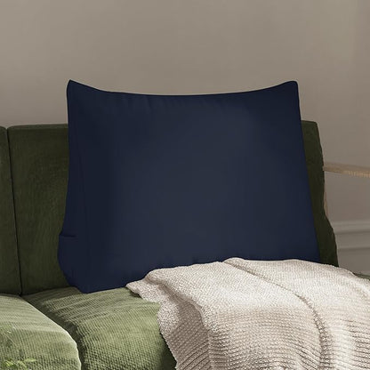 WOWMAX Back Pillow for Bed Sitting up-Bed Wedge Pillow Back Support Pillows for Bed & Sofa Couch, 85% Linen 15% Cotton Blend, Deep Blue