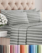 Cal King 6 Piece Sheet Set - Comfy Breathable & Cooling - Soft Hotel Luxury Bedding Set w/ 8-16 Inch Deep Pockets - 1 Flat & 1 Fitted Sheet & 4 Pillowcases - Wrinkle Free & Easy Care - Grey Stripes 3