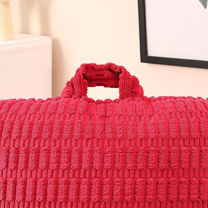 Reading Pillow for Sitting in Bed, Large Backrest Reading Pillow with Arm Rest,Back-Rest Support Cushion for Sit Up on Couch, Sofa, and Floor, Dorm Essentials (Red Corduroy, Standard(17"))