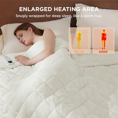 Bedsure Electric Blanket Full Size - Heated Weighted Blanket Full with 6 Heat Settings, Fasting with 10 Time Settings & 8 Hours Auto-Off (72x84 inches, Ivory)