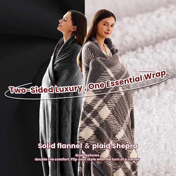 Heated Electric Blanket Twin Size - 62"x84" Flannel Heating Blanket with 10 Heating Levels & 5 Time Settings Over-Heat Protection, Winter Warmer for Adults with ETL Certification（Grey）