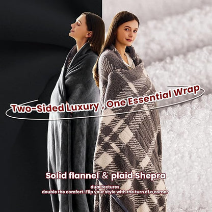 Heated Electric Blanket Twin Size - 62"x84" Flannel Heating Blanket with 10 Heating Levels & 5 Time Settings Over-Heat Protection, Winter Warmer for Adults with ETL Certification（Grey）