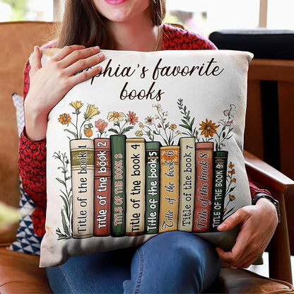 Hyturtle Personalized Book's Title Pillow (Insert Included) Gifts for Book Lovers, Reading Club Librarian Books Themed Gifts for Girls Women on Birthday, Custom Name Couch Cushion Decor Throw Pillow