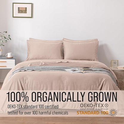 Bella Coterie 6 Piece Luxury Bamboo Viscose Queen Size Sheet Set | 100% Organically Grown | Cooling for Hot Sleepers | 18" Deep Pocket | Soft & Hypoallergenic | 4 Pillowcases [Dusty Rose]