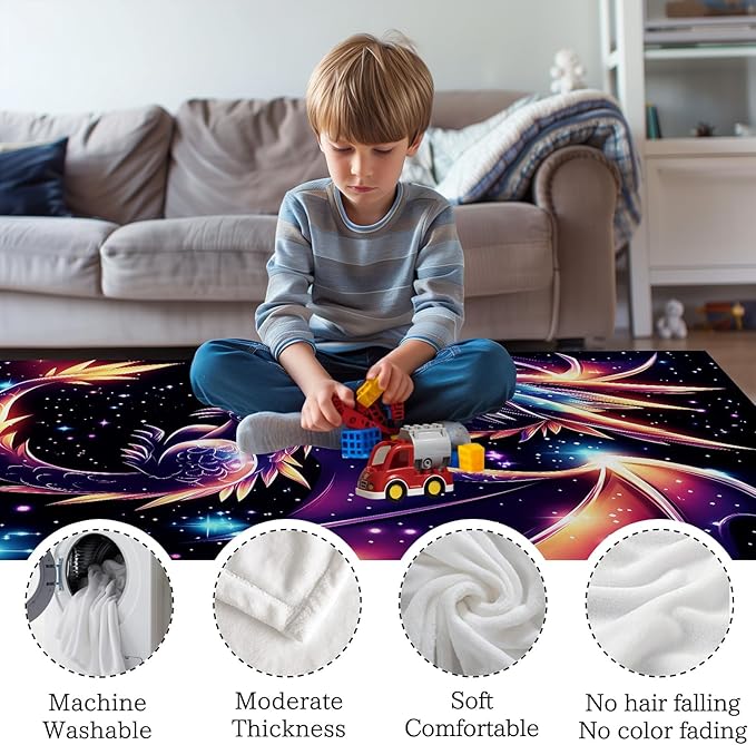 GNEW Cute Galaxy Dragon Throw Blanket, Kawaii Dragon Gifts for Kids, Sparkle Galaxy Starry Stars Animal Print Blanket, Blue Purple Pink Black, 80"x60"