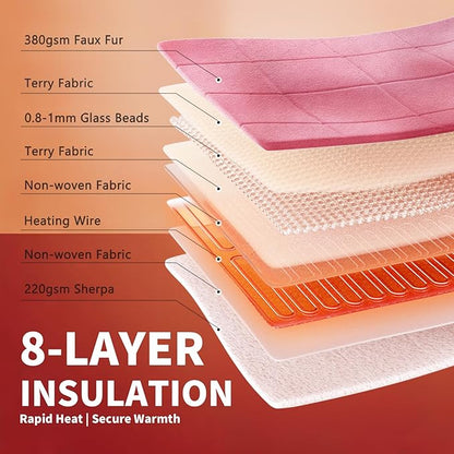 Homemate Heated Weighted Blanket for Adults - 62"x84" 20lbs Electric Throw Fast Heating Heavy Blanket 1/2/4/6/8 Hour Auto Off 10 Heat Levels Over-Heat Protection Soft Flannel Sherpa