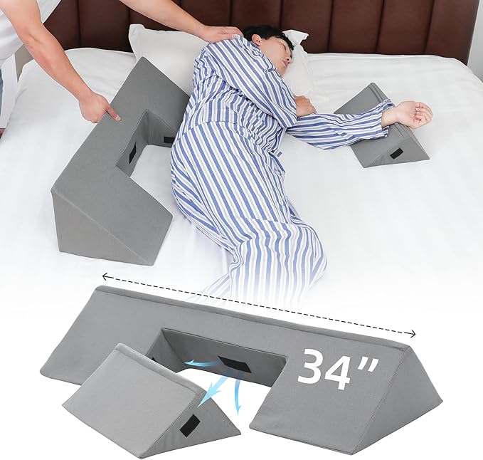 TYYIHUA 34" Wedge Pillow for Side Sleeping,Training for Side Sleeping with Detachable Small Wedge Pillow,Positioning Wedge for Side Sleeper,Back Support,Reducing Snoring,Preventing Bedsores