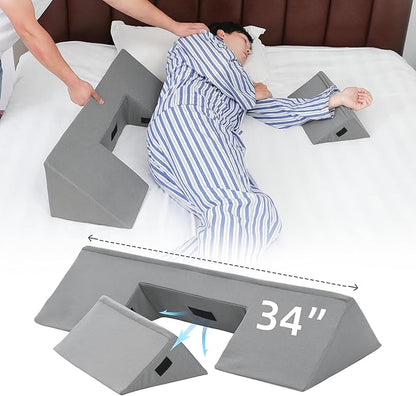 TYYIHUA 34" Wedge Pillow for Side Sleeping,Training for Side Sleeping with Detachable Small Wedge Pillow,Positioning Wedge for Side Sleeper,Back Support,Reducing Snoring,Preventing Bedsores
