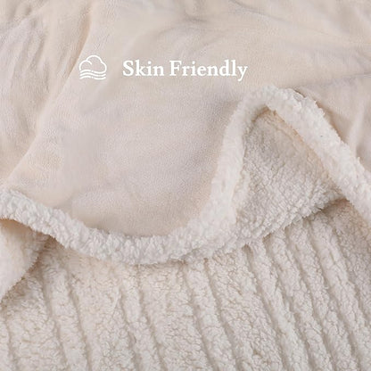 Electric Heated Blanket Flannel & Sherpa 72"x84" Full Size - 4 Heat Levels, 10H Auto Shut Off, Fast Heating, Cozy and Comfortable, Warm Gifts, Machine Washable - White