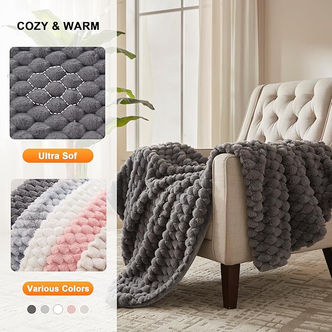 Heated Throw Blanket - Fast Heating 3D Jacquard Electric Heated Blanket, Cozy Heating Blanket with 6 Heating Settings & 4 Hours Auto-Off, Machine Washable, 50"x60", London Grey