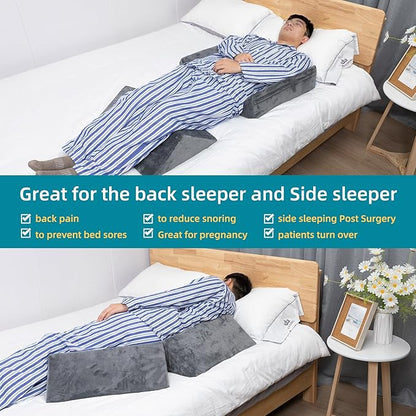 Fanwer Bed Wedges & Body Positioners for Elderly (3 in 1),40 Degree Triangle Wedges for Bed Positioning,Triangle Pillow for After Surgery, Wedges for Bedsores,Wedge Pillow for Positioning