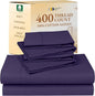 California Design Den 6-Pc Queen Size Sheet Set with 4 Pillowcases - 400 Thread Count 100% Cotton Sheets, Sateen Weave, Deep Pocket Bedsheets Set - Dark Purple