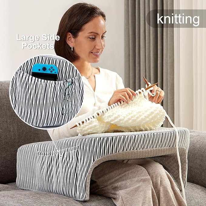 Reading Pillow for Bed, Petite Adults, Teens Arm Rest Pillow, Reading Lap Pillow, Memory Foam Lap Desk Pillow for Reading, Working, Playing, Crocheting in Bed Couch(Ash Grey)