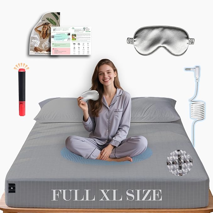 Ali King Grounding Sheets - Full XL Size, Soft Cotton with Silver Fiber, 15'' Deep Pocket Earth Grounding Fitted Bed Sheets for Improved Sleep (Light Gray, Full XL 54''*80''*15'')