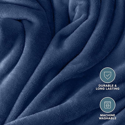 Bare Home Fleece Blanket - Kid Size - Ultra-Soft Lightweight for Bed, Sofa, and Couch - Luxury Microplush - Cozy Warm Blanket (Kid, Dark Blue)
