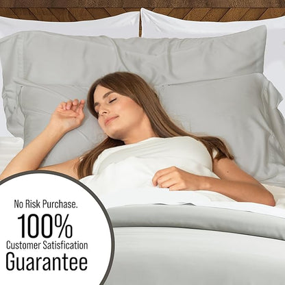 Bella Coterie Luxury Bamboo Viscose California King Size Duvet Cover Set | 100% Organically Grown | Corner Ties | Ultra Soft | Cooling | Two Pillow Shams | 106 x 94 | No Insert [Grey Mist]