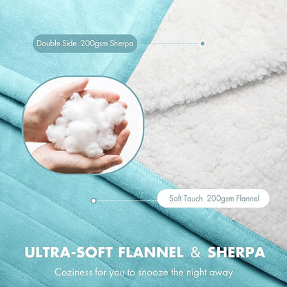 Full Size Heated Blanket 72" x 84" - Fluffy Ultra Soft Flannel Electric Blanket Full with 6 Heating Levels & 10 Hours Adjustable Timer, Fast Heating and Washable Blanket for Office (Blue)