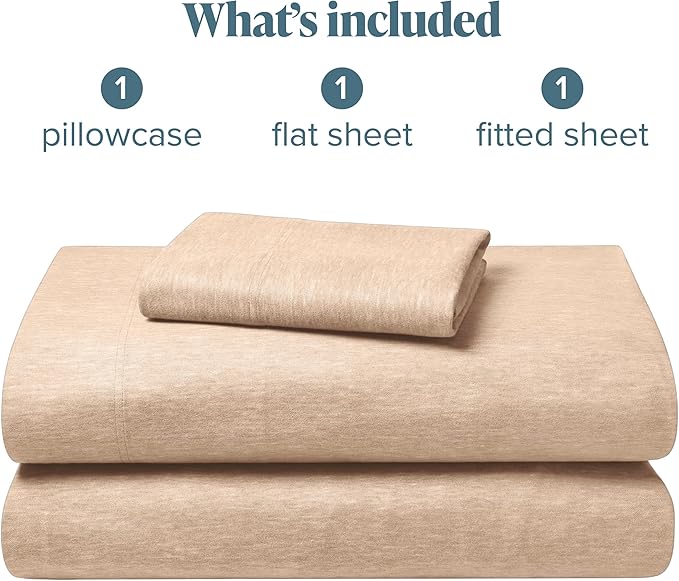 Bare Home Flannel Sheet Set Prints, 100% Cotton, Velvety Soft Heavyweight - Double Brushed Flannel for Extra Softness & Comfort - Deep Pocket - Bed Sheets (Twin XL, Heathered Oatmeal)