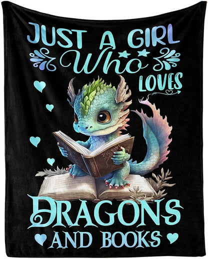 Dragon Blanket for Women Men, Cute Dragon Themed Design Printed Throw Blankets for Teens Adults Lap, Chair Sofa, Warm Soft Cozy Blanket, 50"x 60"