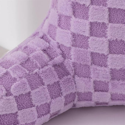 Aimuan Reading Pillow Checkered Bed Rest Wedge Backrest Checkerboard Pillow with Arms Back Support for Sitting Up in Bed Cushion Incline Rest Sleeping Snoring Pillow, Purple