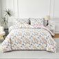 URBONUR Garden Floral Duvet Cover Set 100% Egyptian Cotton Silky Sateen Smooth Breathable Durable Soft Bedding Sets Purple Yellow Flowers Printed on White (3Pcs Twin, 68''x88'')