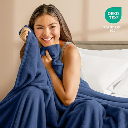 Bare Home Fleece Blanket - King Size - Ultra-Soft Lightweight for Bed, Sofa, and Couch - Luxury Microplush - Cozy Warm Blanket (King, Dark Blue)
