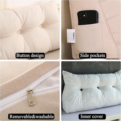 SAMTY Triangular Wedge Pillow headboard California King Size for Couch Large headboard Pillow with Removable Cover Back Rest Pillows for Sitting up in Bed
