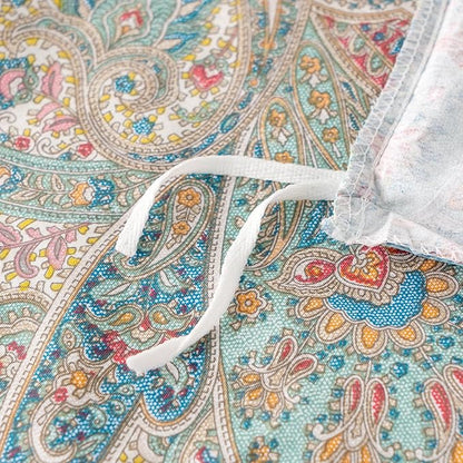 Paisley Queen Duvet Cover 100% Soft Cotton 3 Pieces Queen Exotic Bohemian Bedding Set Luxury Boho Vintage Chic Pattern Printed Queen Reversible Striped Queen Duvet Cover with Zipper Closure